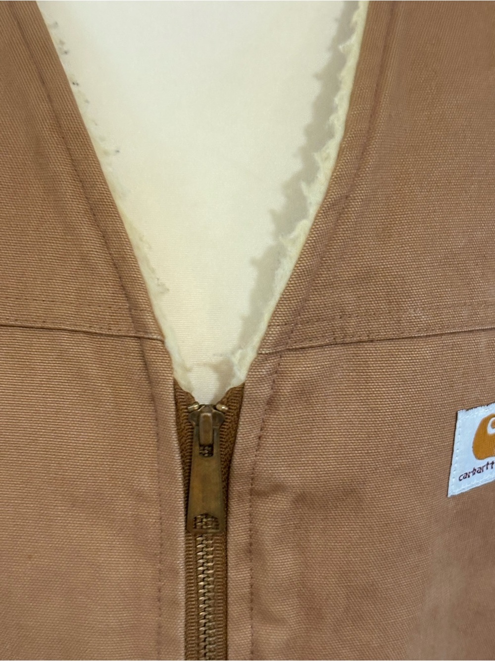 Vtg 80s/90s Carhartt 6SVT Sherpa Lined Duck Canvas Vest Brown Made in USA - XLT - Picture 4 of 9